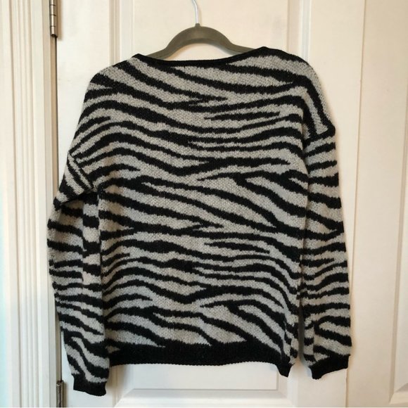 Elsamanda Wool Mohair Zebra Animal Print Knit Sweater - Picture 3 of 5
